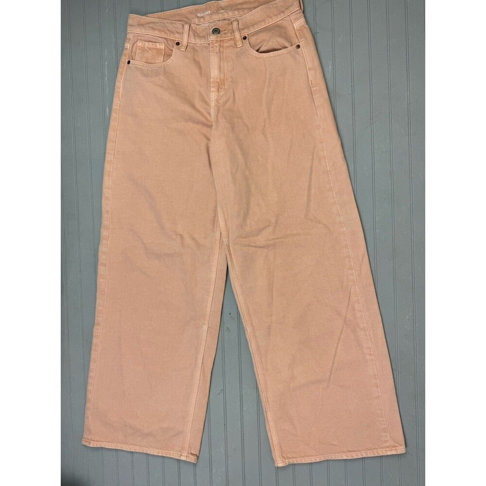Old Navy Size 4 Womens Jeans High Rise Baggy Wide Leg Peach